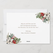 Watercolor Deer Winter Botanicals Photo Christmas シーズンカード (裏面)