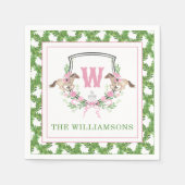 Watercolor Derby Day Horse Monogram Crest Party スタンダードカクテルナプキン (正面)