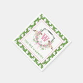 Watercolor Derby Day Horse Monogram Crest Party スタンダードカクテルナプキン (角)