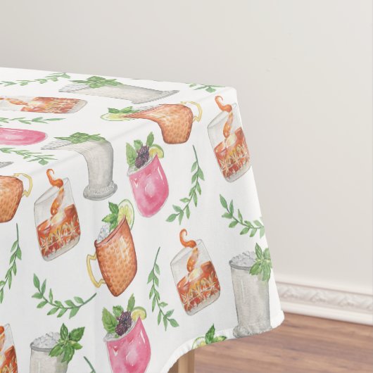 Watercolor Derby Day Mint Julep Drinks テーブルクロス (インサイチュ)