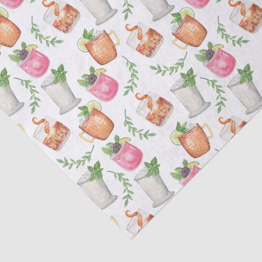 Watercolor Derby Day Mint Julep Drinks 薄葉紙 (詳細)