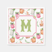 Watercolor Derby Day Mint Julep Drinks Monogram スタンダードカクテルナプキン (正面)