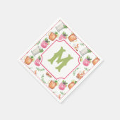 Watercolor Derby Day Mint Julep Drinks Monogram スタンダードカクテルナプキン (角)