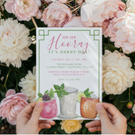 Watercolor Derby Day Mint Julep Drinks Party 招待状