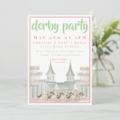 Watercolor Derby Party Iconic Racetrack Elegant 招待状 (スタンド正面)