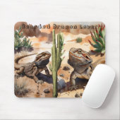 Watercolor Desert Bearded Dragon Mouse Pad マウスパッド (マウス)