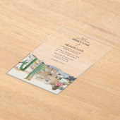Watercolor Desert Cactus Boho Wedding アクリル招待状 (レイダウン)