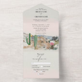 Watercolor Desert Cactus Boho Wedding オールインワン招待状 (内側)