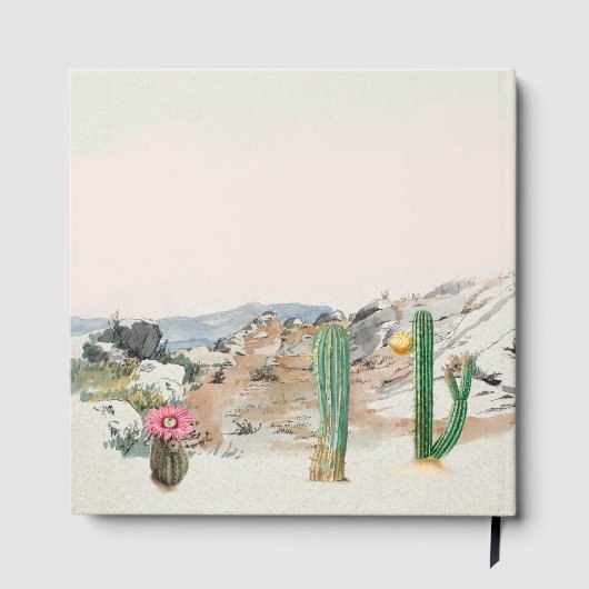 Watercolor Desert Cactus Boho Wedding ゲストブック (裏面)