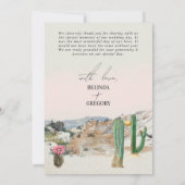 Watercolor Desert Cactus Boho Wedding サンキューカード (裏面)