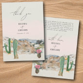 Watercolor Desert Cactus Boho Wedding サンキューカード