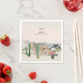 Watercolor Desert Cactus Boho Wedding スタンダードカクテルナプキン (インサイチュ)