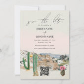 Watercolor Desert Cactus Boho Wedding セーブザデート (正面)