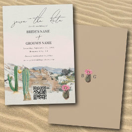 Watercolor Desert Cactus Boho Wedding セーブザデート