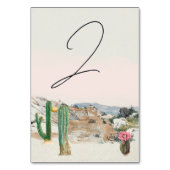 Watercolor Desert Cactus Boho Wedding テーブルナンバー (裏面)
