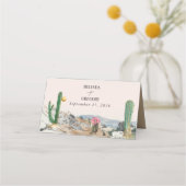 Watercolor Desert Cactus Boho Wedding プレイスカード (裏面)