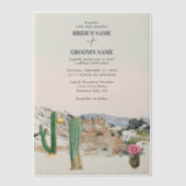 Watercolor Desert Cactus Boho Wedding ベラム紙招待状 (正面)