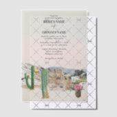 Watercolor Desert Cactus Boho Wedding ベラム紙招待状 (オフセット (招待状))