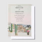 Watercolor Desert Cactus Boho Wedding ベラム紙招待状 (オフセット)