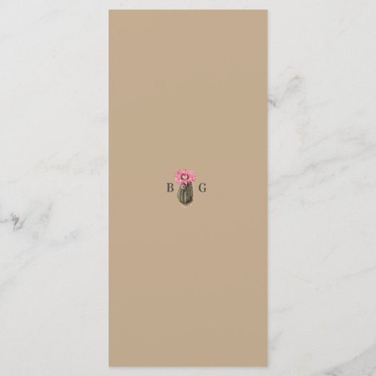 Watercolor Desert Cactus Boho Wedding メニュー (裏面)