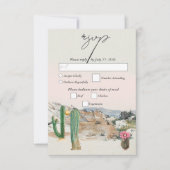 Watercolor Desert Cactus Boho Wedding 出欠カード (正面)