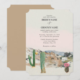 Watercolor Desert Cactus Boho Wedding 招待状