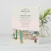 Watercolor Desert Cactus Boho Wedding 招待状 (スタンド正面)