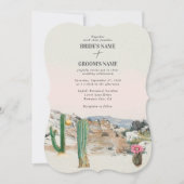 Watercolor Desert Cactus Boho Wedding 招待状 (正面)