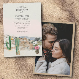 Watercolor Desert Cactus Boho Wedding Custom Photo 招待状