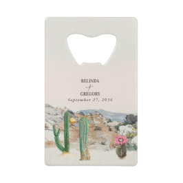 Watercolor Desert Cactus Boho Wedding Favor クレジットカード栓抜き