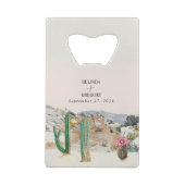 Watercolor Desert Cactus Boho Wedding Favor クレジットカード栓抜き (裏面)