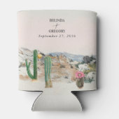 Watercolor Desert Cactus Boho Wedding Favor 缶クーラー (裏面)