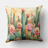 Watercolor Desert Cactus Garden Pillow クッション (裏面)