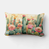 Watercolor Desert Cactus Garden Pillow ランバークッション (裏面)
