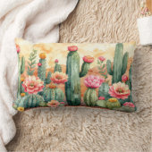 Watercolor Desert Cactus Garden Pillow ランバークッション (ブランケット)
