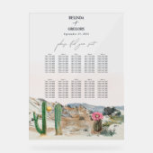 Watercolor Desert Cactus Wedding Seating Chart アクリルサイン (正面)
