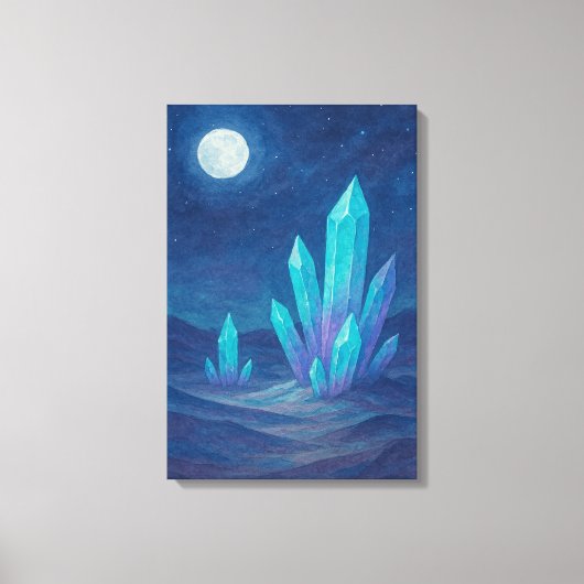 Watercolor Desert Night with Crystals キャンバスプリント (正面)