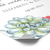 Watercolor Desert Red Succulents Wedding ポスター (角)