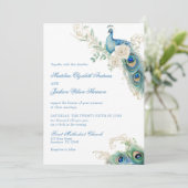 Watercolor Designer Blue Monogram Crest Wedding 招待状 (スタンド正面)