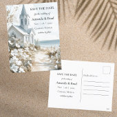 Watercolor Destination Beach Wedding Save the Date シーズンポストカード