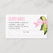 Watercolor Dill Pickle Baby Shower Diaper Raffle エンクロージャーカード (正面)