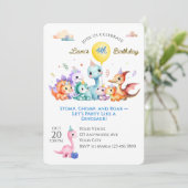 Watercolor Dino Birthday Party 招待状 (スタンド正面)