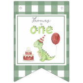 Watercolor Dinosaur 1st birthday バンティングフラッグ (第2の旗)