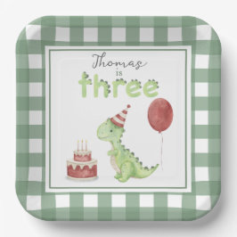 Watercolor Dinosaur 3rd birthday ペーパープレート