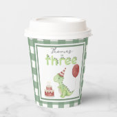 Watercolor Dinosaur 3rd birthday 紙コップ (正面)