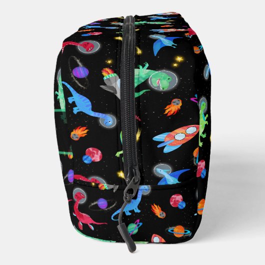 Watercolor Dinosaur Astronauts In Space Black ドップキット (右)
