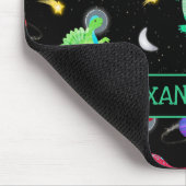 Watercolor Dinosaur Astronauts In Space Black マウスパッド (コーナー)