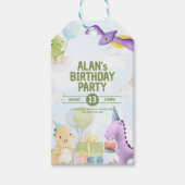Watercolor Dinosaur Birthday Invites ギフトタグ (正面)