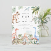Watercolor Dinosaur Kids Birthday Party Invitation 招待状 (スタンド正面)