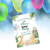 Watercolor Dinosaur Kids Party Birthday 招待状